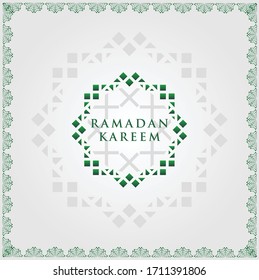 Ramadan kareem poster hanging vector illustration design. Ramadan Kareem islamic design and mosque dome silhouette with arabic pattern