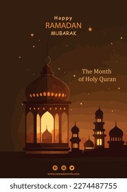 Ramadan Kareem poster in illustration style