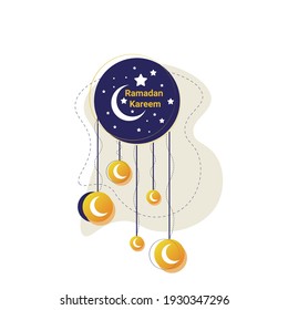 Ramadan Kareem poster or invitations design with stars and moon on white background. Vector illustration.