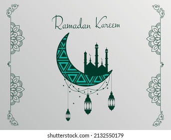 Ramadan Kareem Poster with Ornate Crescent Moon