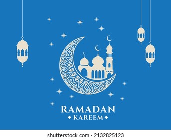 Ramadan Kareem Poster with Ornate Crescent Moon