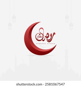 Ramadan Kareem poster with red crescent moon design