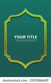 Ramadan kareem poster template with Islamic golden frame element. Vector illustration