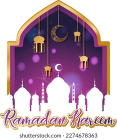 Ramadan Kareem Poster with Traditional Islamic Elements illustration