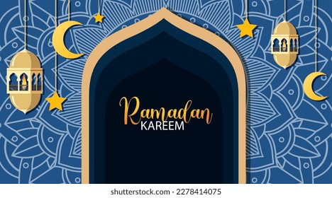 Ramadan Kareem Poster with Traditional Islamic Elements illustration