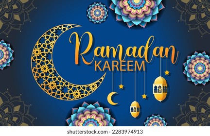Ramadan Kareem Poster with Traditional Islamic Elements illustration