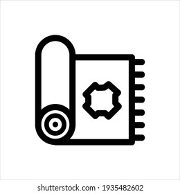 Ramadan kareem prayer mat vector line icon. template, greeting card, app, web, mobile, arabic, islam, and more.