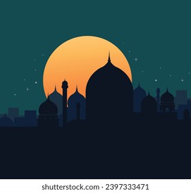 Ramadan Kareem prayer mosque background vector illustration