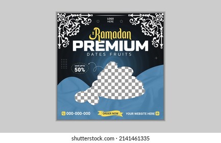 Ramadan Kareem premium dates fruits social media post or square banner template