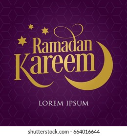 "Ramadan Kareem" Purple Background. Creative typography.