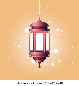 ramadan kareem purple lantern hanging