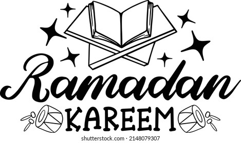 Ramadan Kareem Quotes. Ramadan Eid Lettering Quotes For Printable Poster, Tote Bag, Mugs, T-Shirt Design.
