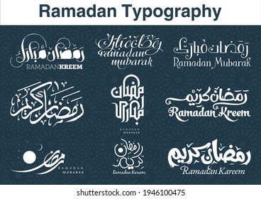 Ramadan Kareem. Ramadhan Mubarak. Translated: Happy, Holy Ramadan. Month of fasting for Muslims. Arabic typography.