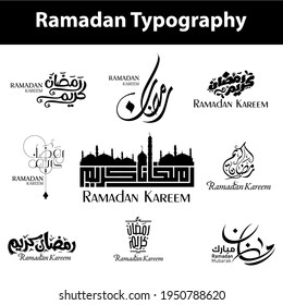 Ramadan Kareem. Ramadhan Mubarak. Übersetzt: Fröhlich, Heiliger Ramadan. Monat des Fastens für Muslime. Arabische Typografie.