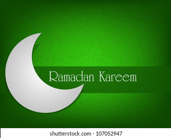 Ramadan Kareem o Ramazan Kareem de fondo con luna de fondo verde. EPS 10.