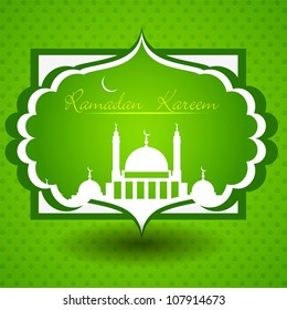 Ramadan Kareem or Ramazan Kareem text with Mosque or Masjid. EPS 10.