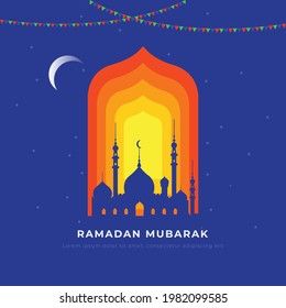 Ramadan Kareem or Ramzan Mubarak flat illustration vector premium 