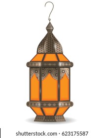 Ramadan Kareem Realistic 3d Lantern, Isolated On White Background. Vector Illustration