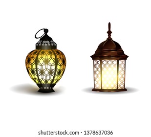 Ramadan Kareem realistic 3d lanterns
