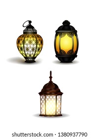 Ramadan Kareem realistic 3d lanterns