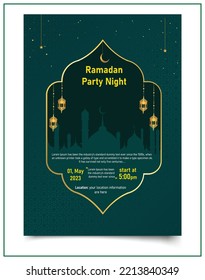 Ramadan Kareem realistic iftar party modern and clean poster social media post template premium eps