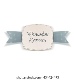 Ramadan Kareem realistic Label with Ribbon