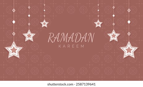 Ramadan kareem rectangular horizontal postcard. Vector ilustration. Card, banner, background, template.