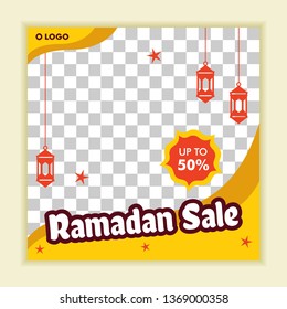 Ramadan kareem sale banner, discount, label