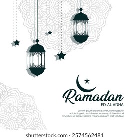 Ramadan Kareem Sale Banner Islamic Ornament Lantern Background. vector illustration.