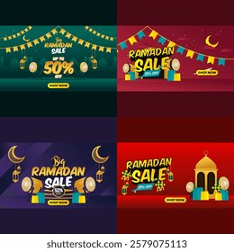 Ramadan Kareem Sale Banner Islamic Illustration vector