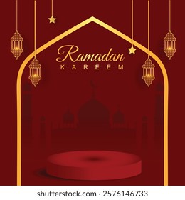 Ramadan Kareem Sale Banner Template Background with Podium