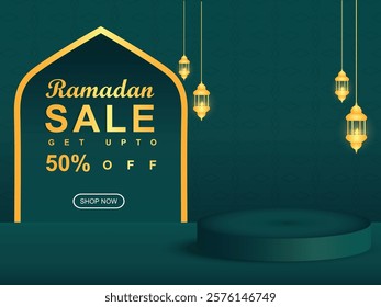 Ramadan Kareem Sale Banner Template Background with Podium