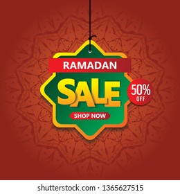 Ramadan kareem sale banner vector Design 50% off. Post social media ramadan templates. Ramadan banner on social media post templates. Editable social media stories. Social media post design template.