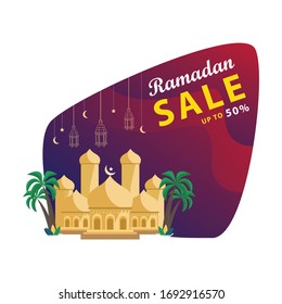 Ramadan Kareem Sale Design Vector. Suitable for Greeting Card, Poster and Banner.