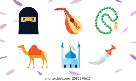 Ramadan Kareem Sale Header or Banner Template with Gold Moon, Paper Clouds and Stars on Light Background. Vector illustration. Place for Text. Ramadhan greeting card, poster, crescent pattern border