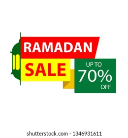 Ramadan Kareem sale illustration with lantern. for Label, Banner, Discount, Greeting card and Eid mubarak celebration. vector illustration