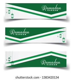 Ramadan Kareem sale offer banner design with ornament lantern moon background for promotion poster, discount, gift, voucher, web header and banner, greeting card of eid Mubarak, vector illustration