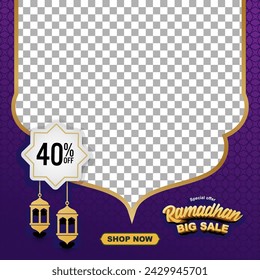 Ramadan Kareem Sale social media post template. square flyer and banner. background. editable vector illustration and organized layer.