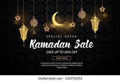 Ramadan kareem sale special offer banner. Sale template perfect for prints, flyers,banners, promotion,special offer and more. 