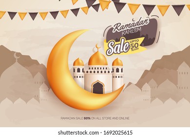 Ramadan Kareem Sale upto 50% Vector Banner ad design
