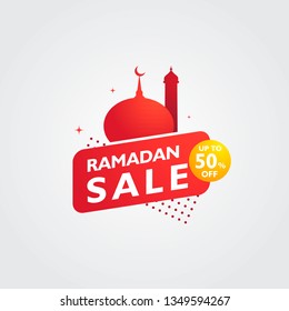 Ramadan kareem sale vector design with mosque. Muslim celebration. Modern concept design.