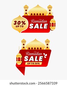 Ramadan kareem sale vector design set. Muslim celebration