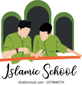 ramadan kareem at school, study time vector illustration