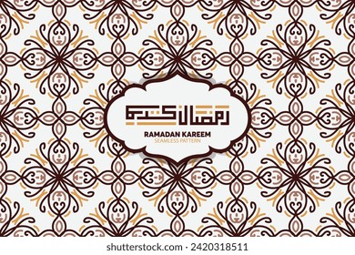 Ramadan Kareem seamless pattern background. Islamic greeting card template with ramadan for wallpaper design. Poster, media banner.