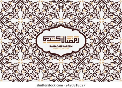 Ramadan Kareem seamless pattern background. Islamic greeting card template with ramadan for wallpaper design. Poster, media banner.