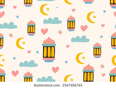 Ramadan Kareem seamless pattern background, textile, template.