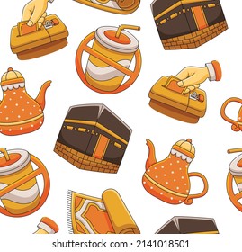 Ramadan Kareem Seamless Pattern in Flat Design Style
