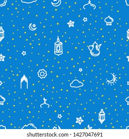 Ramadan Kareem seamless pattern. Violet wallpaper