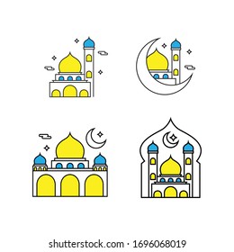 Ramadan kareem set illustration line art
