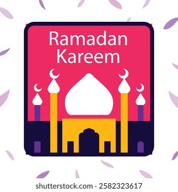 Ramadan Kareem. Set of Islamic Ramadan greeting card templates with golden crescent moon, stars and mosque.